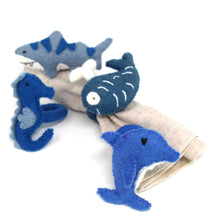 Load image into Gallery viewer, Nautical Shark, Whale & Seahorse Felt Napkin Rings, Set of 4