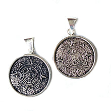 Load image into Gallery viewer, Alpaca Silver Aztec Calendar Pendant with Chain