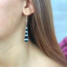 Load image into Gallery viewer, Taxco Silver Black Onyz & Abalone Zebra Long Teardrop Earrings