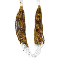 Load image into Gallery viewer, Multistrand Maasai Bead Necklace, White and Gold