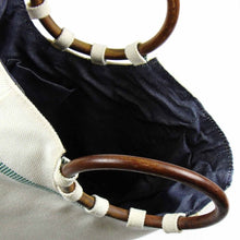 Load image into Gallery viewer, Firehose Wood Handled White Bag