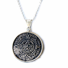 Load image into Gallery viewer, Alpaca Silver Aztec Calendar Pendant with Chain