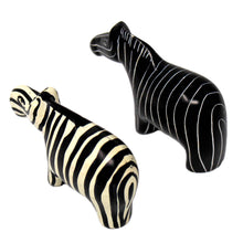Load image into Gallery viewer, Zebra Soapstone Sculptures, Set of 2