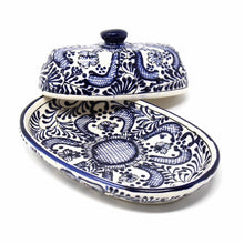 Load image into Gallery viewer, Handmade Pottery Butter Dish, Blue Flower - Encantada