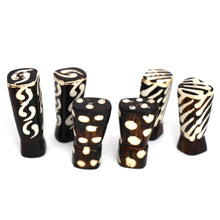 Load image into Gallery viewer, African Natural Bone Salt & Pepper Shakers, Traditional Batik Designs