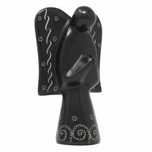 Load image into Gallery viewer, Soapstone Angel Sculpture - Black Finish with Etch Design