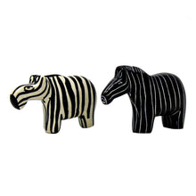 Load image into Gallery viewer, Zebra Soapstone Sculptures, Set of 2