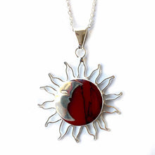 Load image into Gallery viewer, Sun and Moon Red Jasper Pendant with Chain