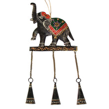 Load image into Gallery viewer, Embossed Elephant Chime, Hand-painted Recycled Iron