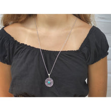 Load image into Gallery viewer, Jali Floral Turquoise Pendant Brass Necklace