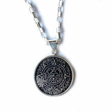 Load image into Gallery viewer, Alpaca Silver Aztec Calendar Pendant with Chain
