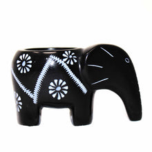 Load image into Gallery viewer, Elephant Soapstone Tea Light - Black Finish with Etch Design
