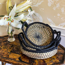 Load image into Gallery viewer, Nested Baskets in Natural with Blue Accents, Set of 3