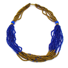 Load image into Gallery viewer, Multistrand Maasai Bead Necklace, Lapis Blue and Gold