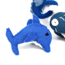 Load image into Gallery viewer, Nautical Shark, Whale & Seahorse Felt Napkin Rings, Set of 4