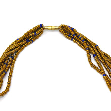 Load image into Gallery viewer, Multistrand Maasai Bead Necklace, White and Gold