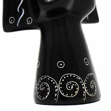 Load image into Gallery viewer, Soapstone Angel Sculpture - Black Finish with Etch Design