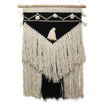 Load image into Gallery viewer, Handwoven Boho Wall Hanging, Charcoal & Cream