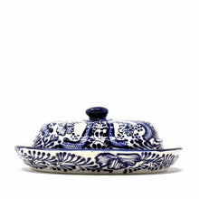 Load image into Gallery viewer, Handmade Pottery Butter Dish, Blue Flower - Encantada