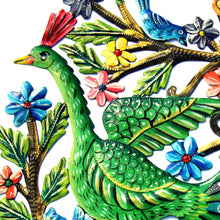 Load image into Gallery viewer, Peacock in Tree Haitian Metal Drum Wall Art