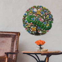 Load image into Gallery viewer, Peacock in Tree Haitian Metal Drum Wall Art