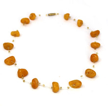 Load image into Gallery viewer, Floating Stone & Maasai Bead Necklace, Pumpkin Spice