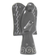 Load image into Gallery viewer, Soapstone Angel Sculpture - Black Finish with Etch Design