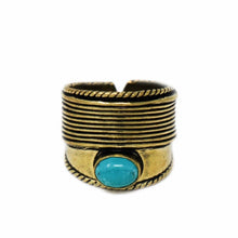 Load image into Gallery viewer, Turquoise Stone Adjustable Brass Ring