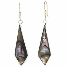 Load image into Gallery viewer, Abalone Diamond-Shaped Dangle Earrings