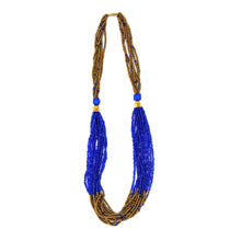 Load image into Gallery viewer, Multistrand Maasai Bead Necklace, Lapis Blue and Gold