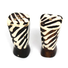Load image into Gallery viewer, African Natural Bone Salt & Pepper Shakers, Traditional Batik Designs