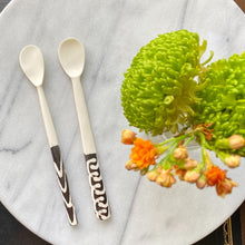 Load image into Gallery viewer, Long Batik Bone Appetizer Spoons, Set of 2
