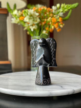 Load image into Gallery viewer, Soapstone Angel Sculpture - Black Finish with Etch Design