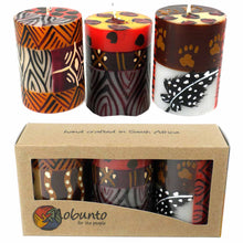 Load image into Gallery viewer, Set of Three Boxed Hand-Painted Candles - Uzima Design - Nobunto
