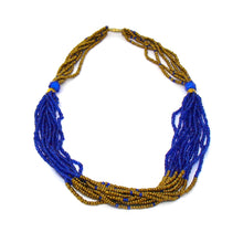 Load image into Gallery viewer, Multistrand Maasai Bead Necklace, Lapis Blue and Gold