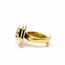 Load image into Gallery viewer, Floral Abstract Adjustable Brass Ring