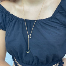 Load image into Gallery viewer, Crescent Moon Goldtone Pendant Necklace