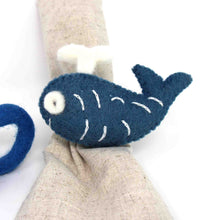Load image into Gallery viewer, Nautical Shark, Whale & Seahorse Felt Napkin Rings, Set of 4