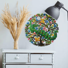 Load image into Gallery viewer, Peacock in Tree Haitian Metal Drum Wall Art