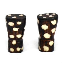 Load image into Gallery viewer, African Natural Bone Salt & Pepper Shakers, Traditional Batik Designs