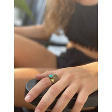 Load image into Gallery viewer, Turquoise Stone Adjustable Brass Ring