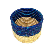 Load image into Gallery viewer, Dried Grass Basket, Blue and Natural