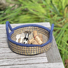 Load image into Gallery viewer, Nested Baskets in Natural with Blue Accents, Set of 3