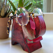 Load image into Gallery viewer, Elephant Eyeglass Stand in Red Wash
