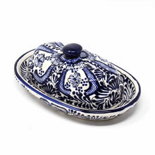 Load image into Gallery viewer, Handmade Pottery Butter Dish, Blue Flower - Encantada