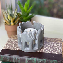Load image into Gallery viewer, Circle of Elephants Soapstone Sculpture, 3 to 3.5-inch - Dark Stone