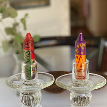 Load image into Gallery viewer, Hand-Painted 4&quot; Dinner or Shabbat Candles, Set of 4  (Indabuko Design)

