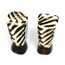 Load image into Gallery viewer, African Natural Bone Salt & Pepper Shakers, Traditional Batik Designs