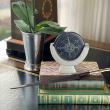 Load image into Gallery viewer, Compass Soapstone Sculpture, Dark Gray Stone