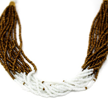 Load image into Gallery viewer, Multistrand Maasai Bead Necklace, White and Gold